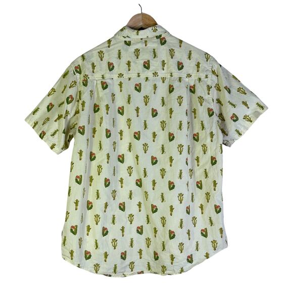 Brooklyn Cloth Shirt Mens Large Yellow Cactus Print 100% Cotton Retro Quirky - Picture 3 of 5